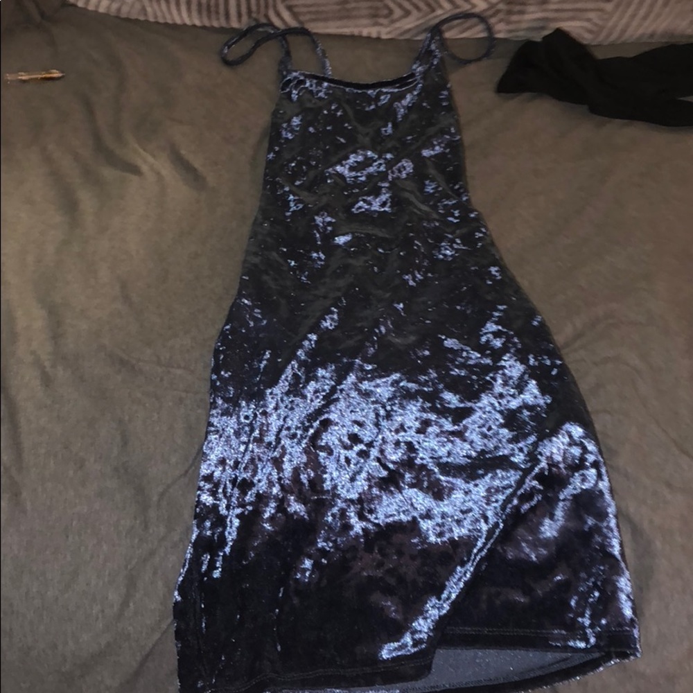 Blue velvet dress